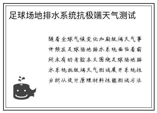足球场地排水系统抗极端天气测试